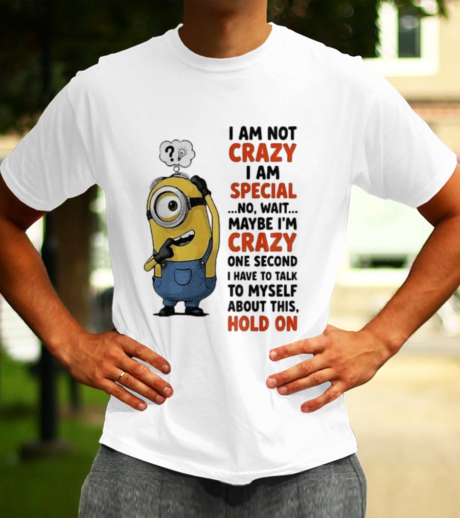 Minion Humor I Am Not Crazy I Am Special Funny Quote With Hold On And Talk To Myself T-Shirt
