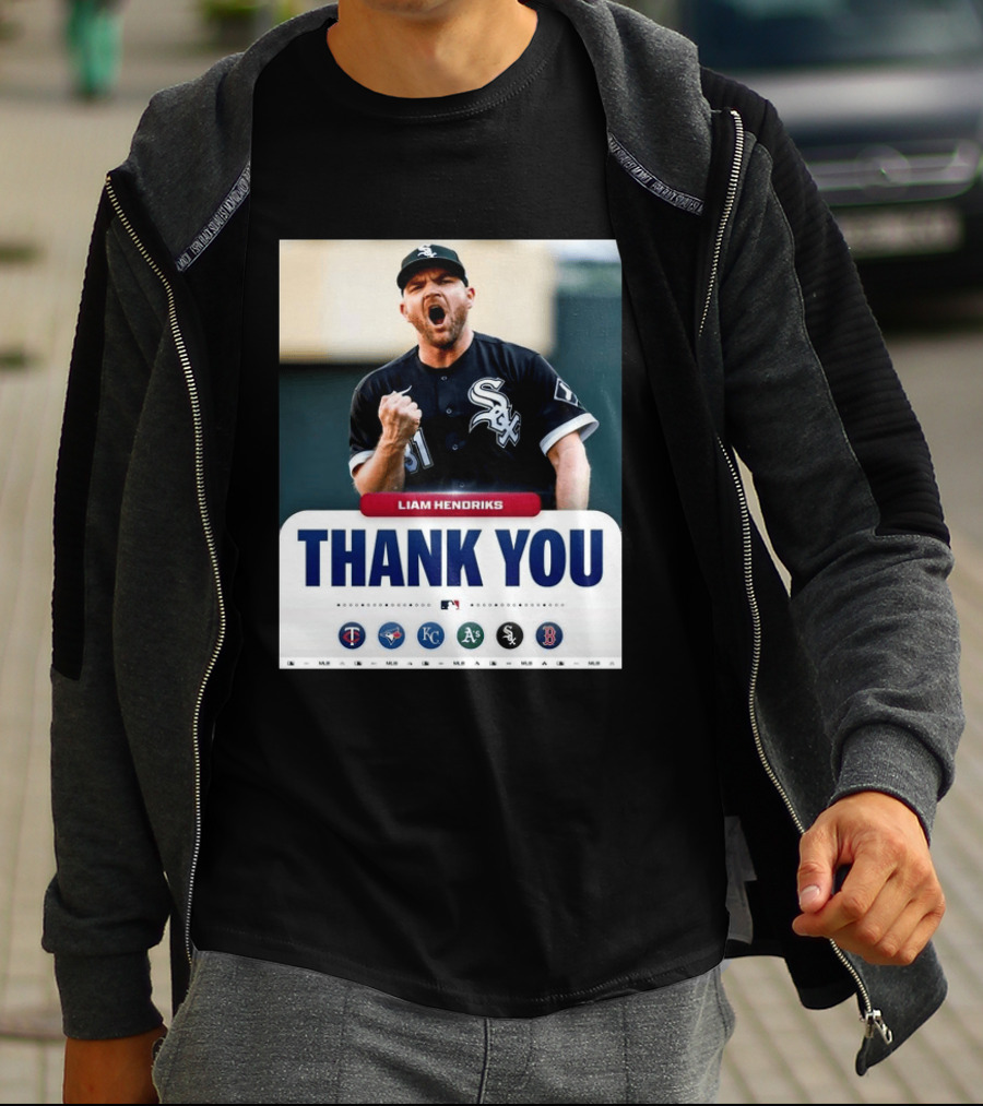 MLB Thank You Liam Hendriks Chicago White Sox Tribute With Team Logos T-Shirt