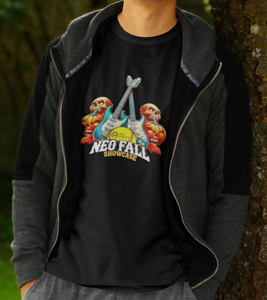 Uncle Charlie's NEO Fall Showcase Softball 2026 Halloween Guitar Skulls Pumpkins T-Shirt