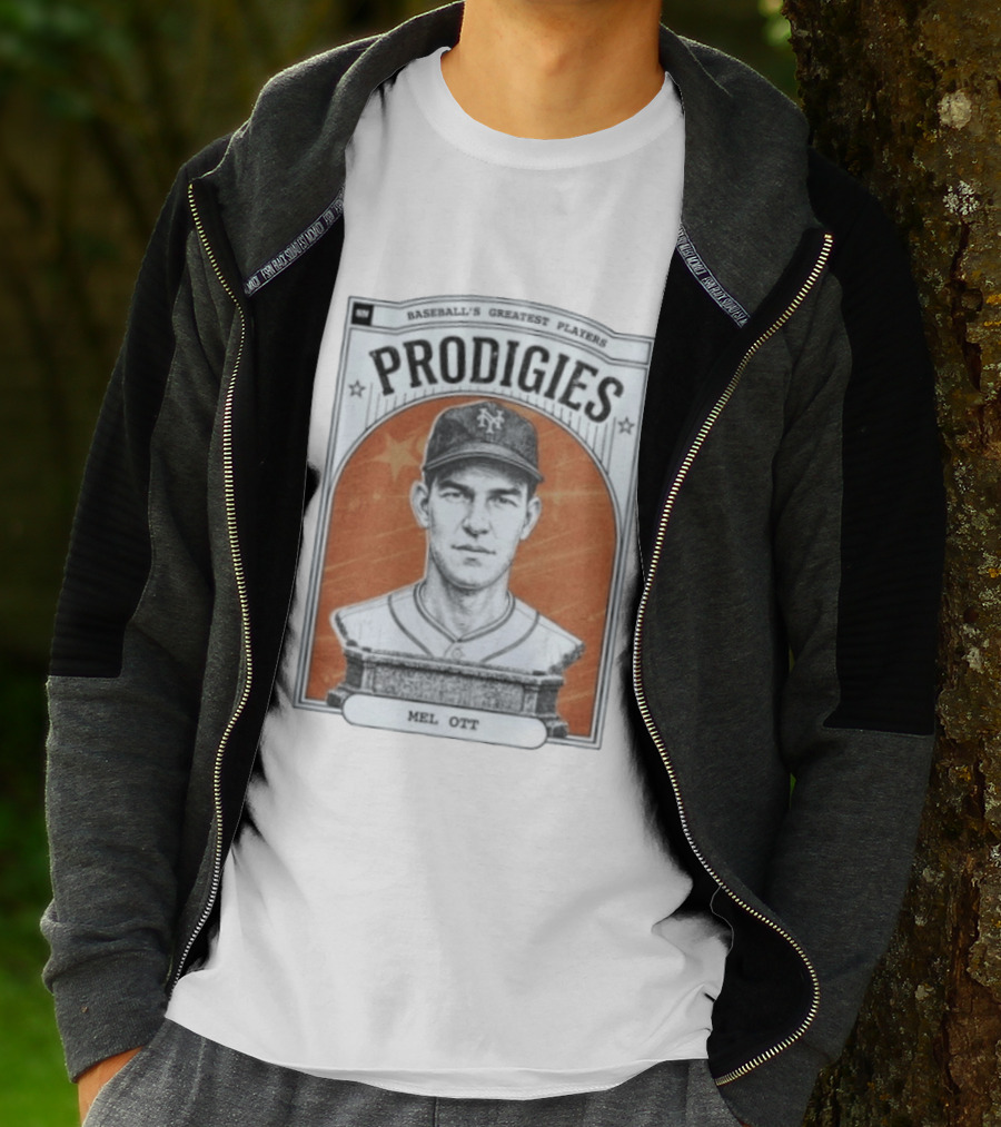 Baseball's Greatest Players Prodigies Mel Ott Vintage NY Landmark T-Shirt
