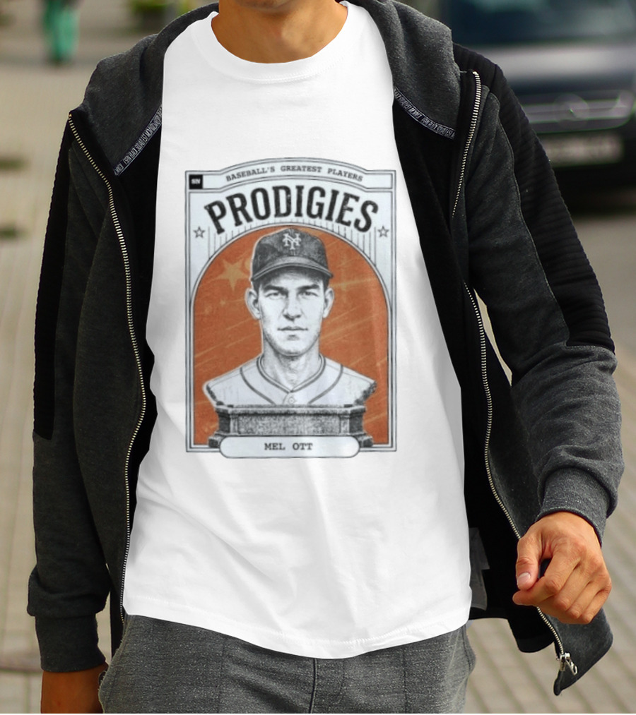 Baseball's Greatest Players Prodigies Mel Ott Vintage NY Landmark T-Shirt