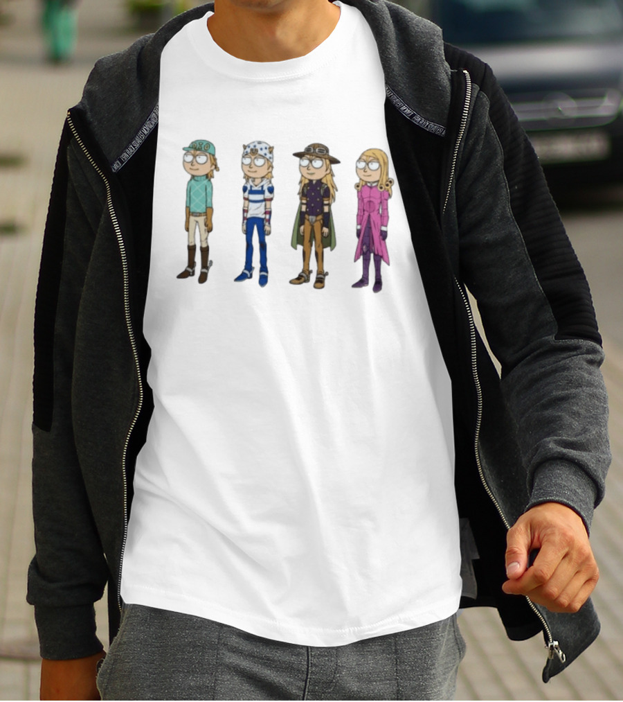 Rick And Morty JoJo's Bizarre Adventure Crossover Characters Fan T-Shirt
