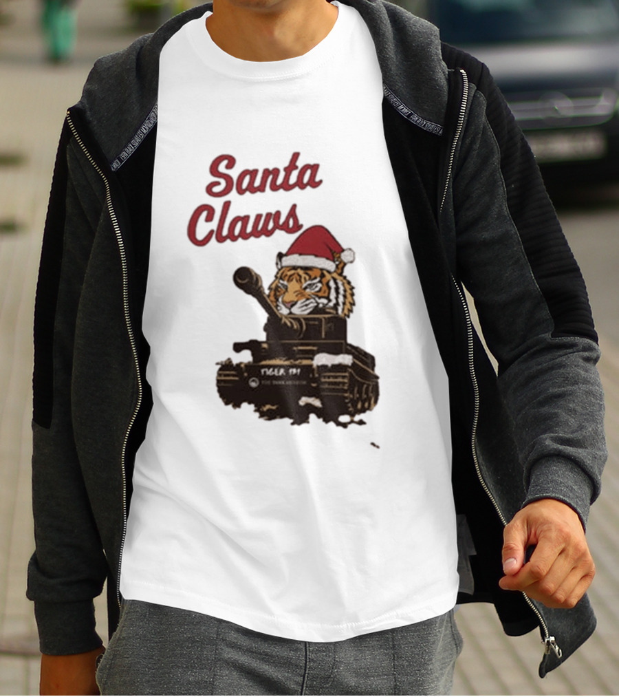 Santa Claws Tiger 131 Tank Museum Christmas T-Shirt