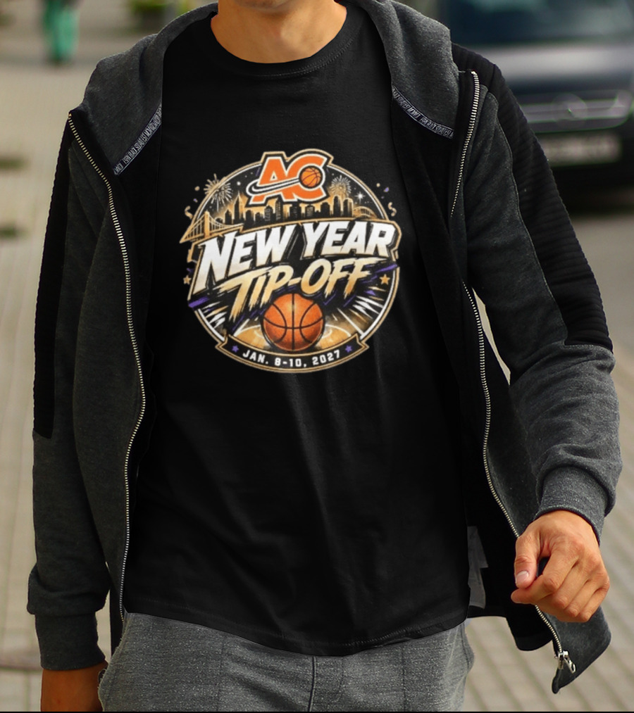 ACB New Year Tip Off 2027 Jan 8 10 Basketball Skyline Fireworks T-Shirt