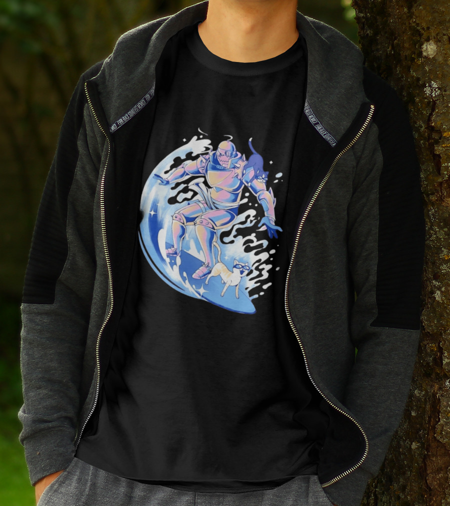 Alphonse Elric Surfing Adventure With Cool Cats On Waves T-Shirt