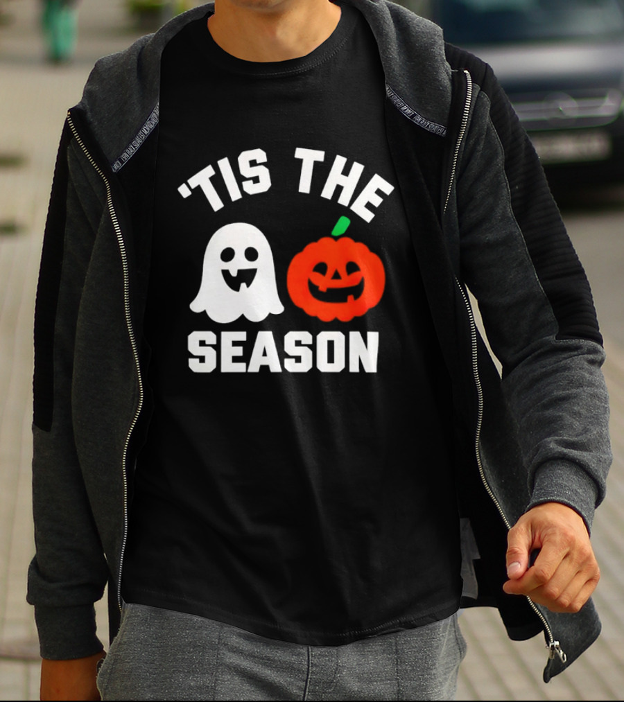 Tis The Season Ghost And Pumpkin Halloween T-Shirt