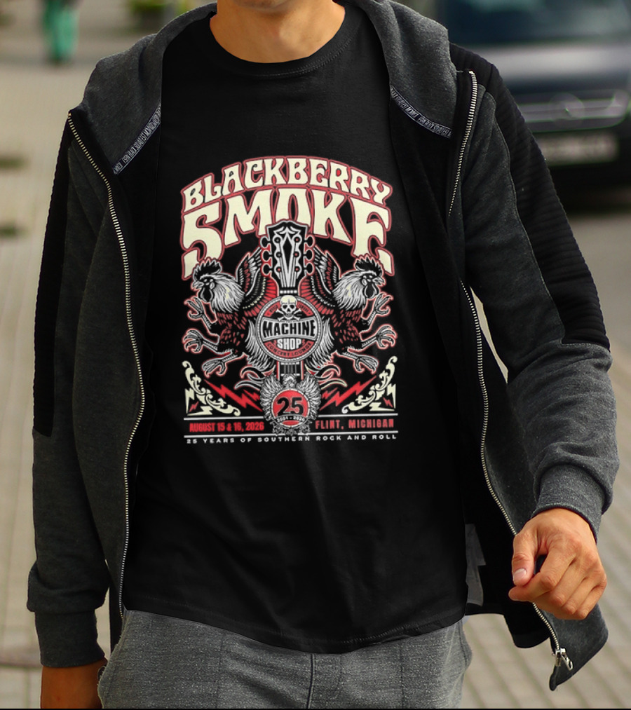 Blackberry Smoke Machine Shop Flint Michigan 25 Years Of Southern Rock And Roll T-Shirt