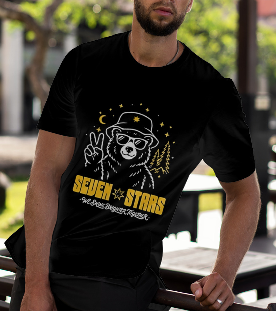 Seven Stars Peaceful Bear At Night We Shine Brighter Together T-Shirt