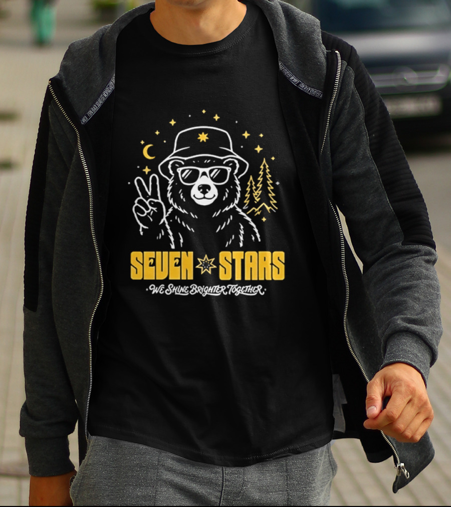 Seven Stars Peaceful Bear At Night We Shine Brighter Together T-Shirt
