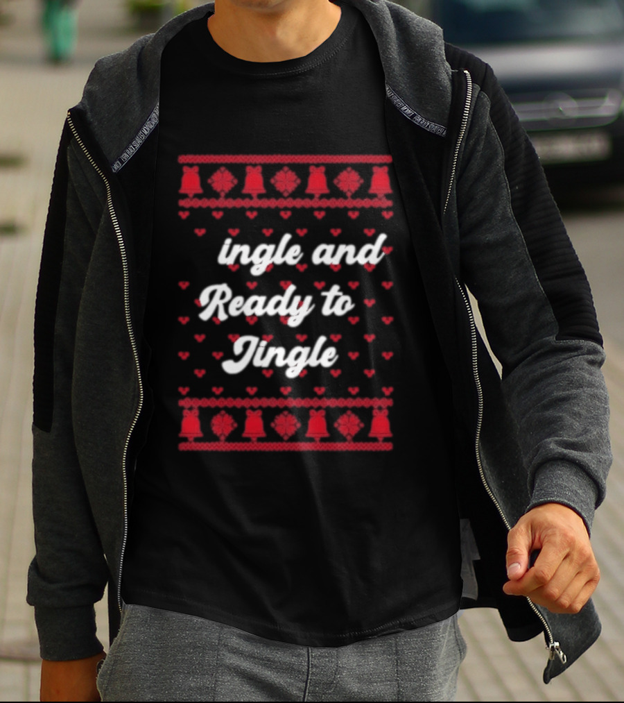 Single And Ready To Jingle Ugly Holiday Christmas Bells Hearts T-Shirt