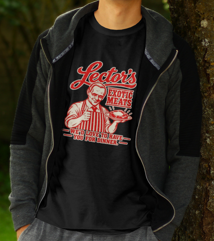 Lector's Exotic Meats We'd Love To Have You For Dinner Distressed T-Shirt