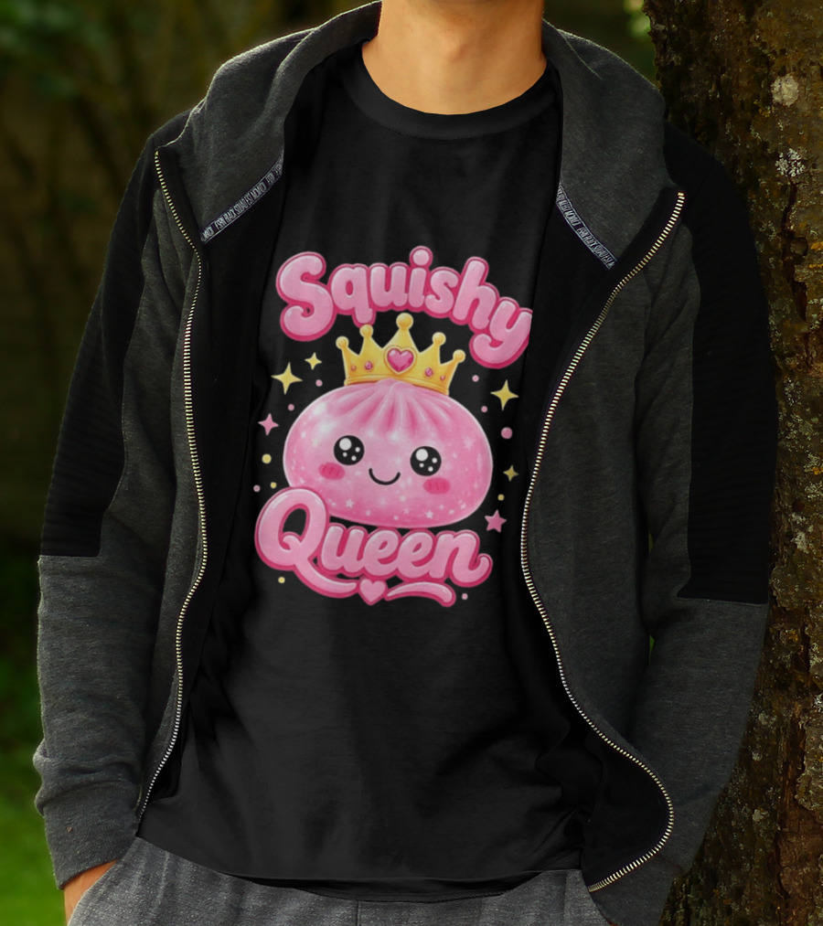Squishy Queen Kawaii Mochi Pink Princess Cute Crown Stars T-Shirt