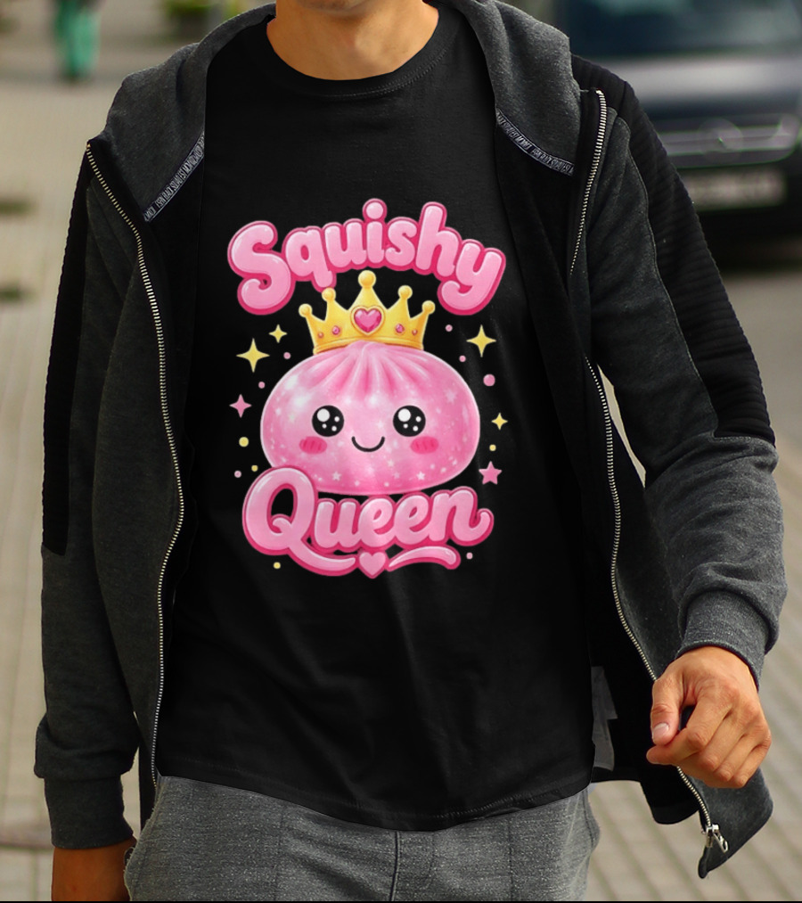 Squishy Queen Kawaii Mochi Pink Princess Cute Crown Stars T-Shirt