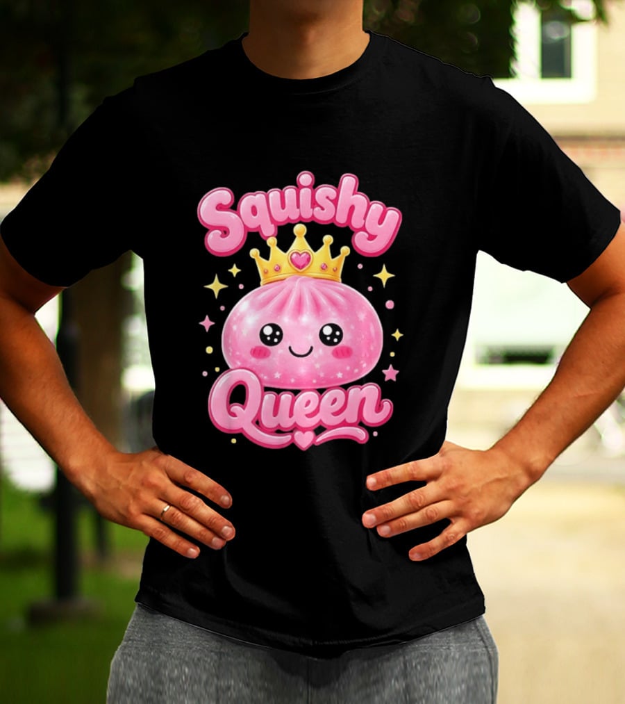 Squishy Queen Kawaii Mochi Pink Princess Cute Crown Stars T-Shirt