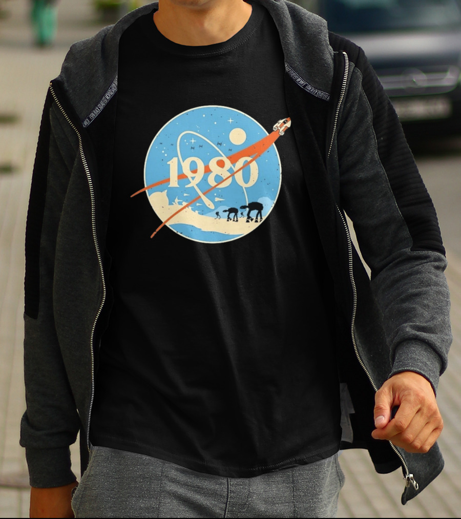 Star Wars 1980 Space Mission Inspired By Empire Strikes Back NASA Style Logo With AT AT Walkers T-Shirt