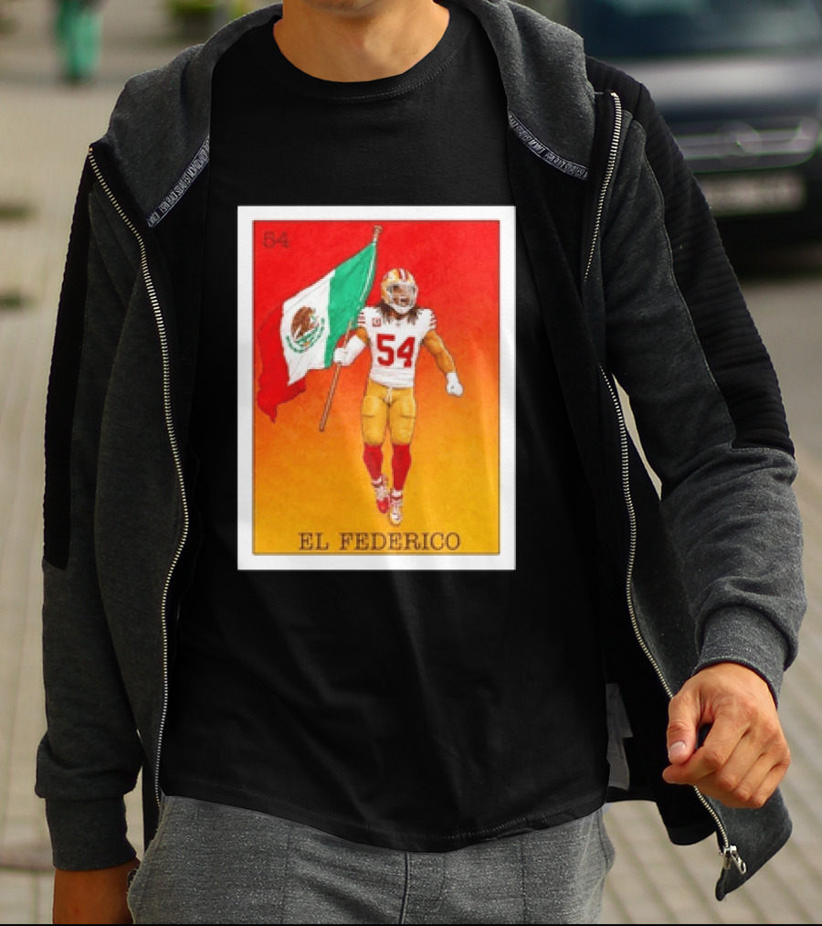 Fred Warner San Francisco 49ers El Federico Loteria Card Mexican Flag Icon 54 T-Shirt