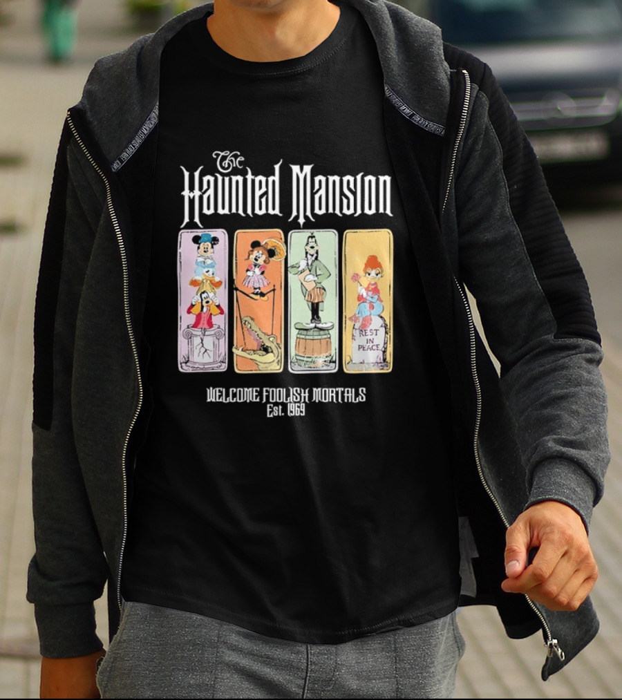 The Haunted Mansion Welcome Foolish Mortals Est 1969 Distressed T-Shirt