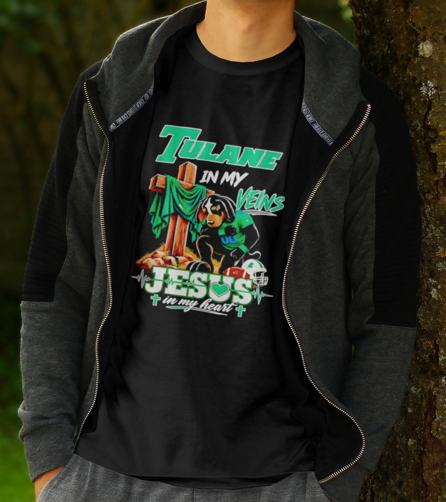 Tulane Spirit Football Jesus Faithful Heart Cross Helmets Football T-Shirt
