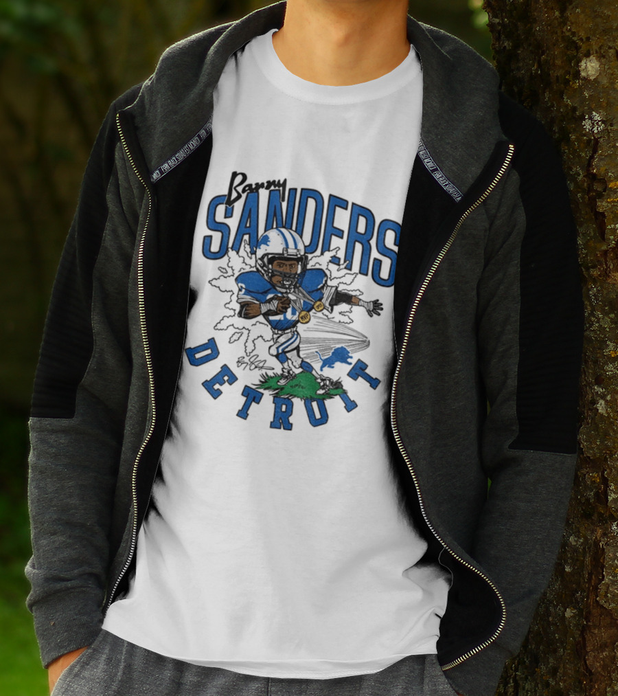 Barry Sanders Detroit Lions Caricature Player NFL Football Legend T-Shirt