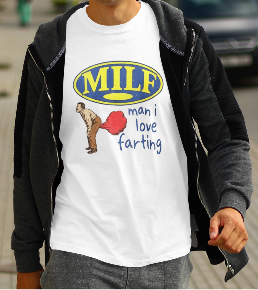 MILF Man I Love Farting Humor Visual Statement With Retro Oval T-Shirt