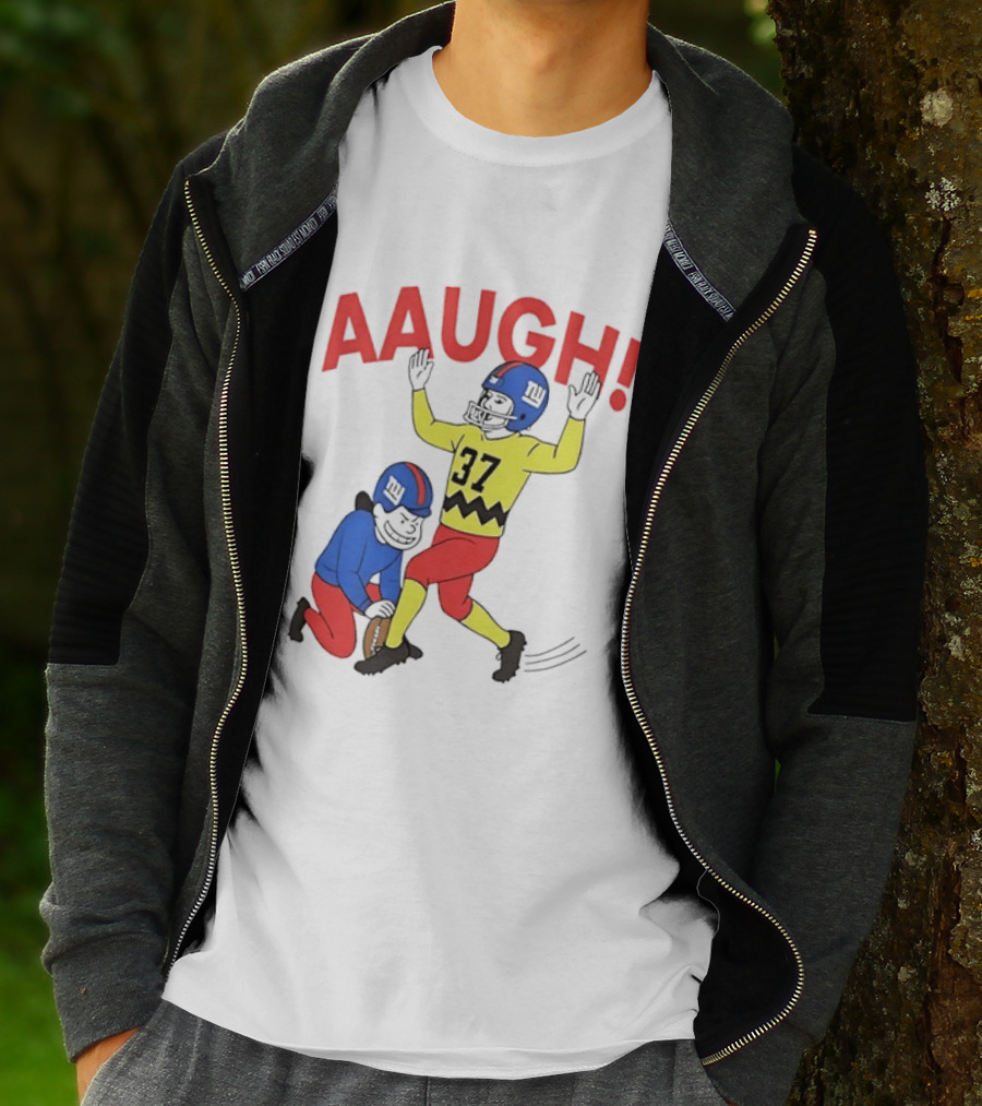 Charlie Brown New York Giants AAUGH Football 37 Peanuts Comic T-Shirt
