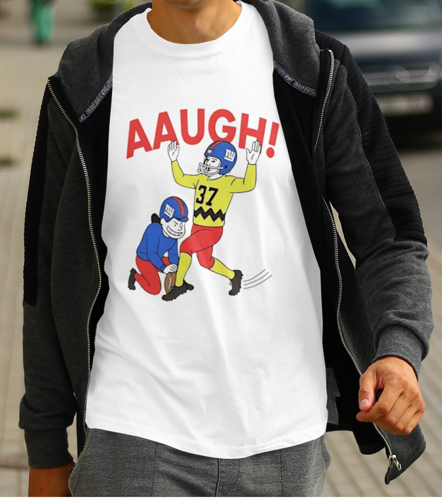 Charlie Brown New York Giants AAUGH Football 37 Peanuts Comic T-Shirt