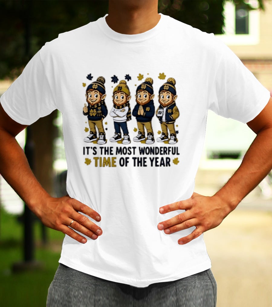 Notre Dame Fighting Irish Elves It's The Most Wonderful Time Of The Year T-Shirt