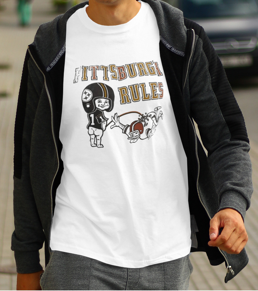 Pittsburgh Rules Football Helmet Kid Kicking Rival Team T-Shirt