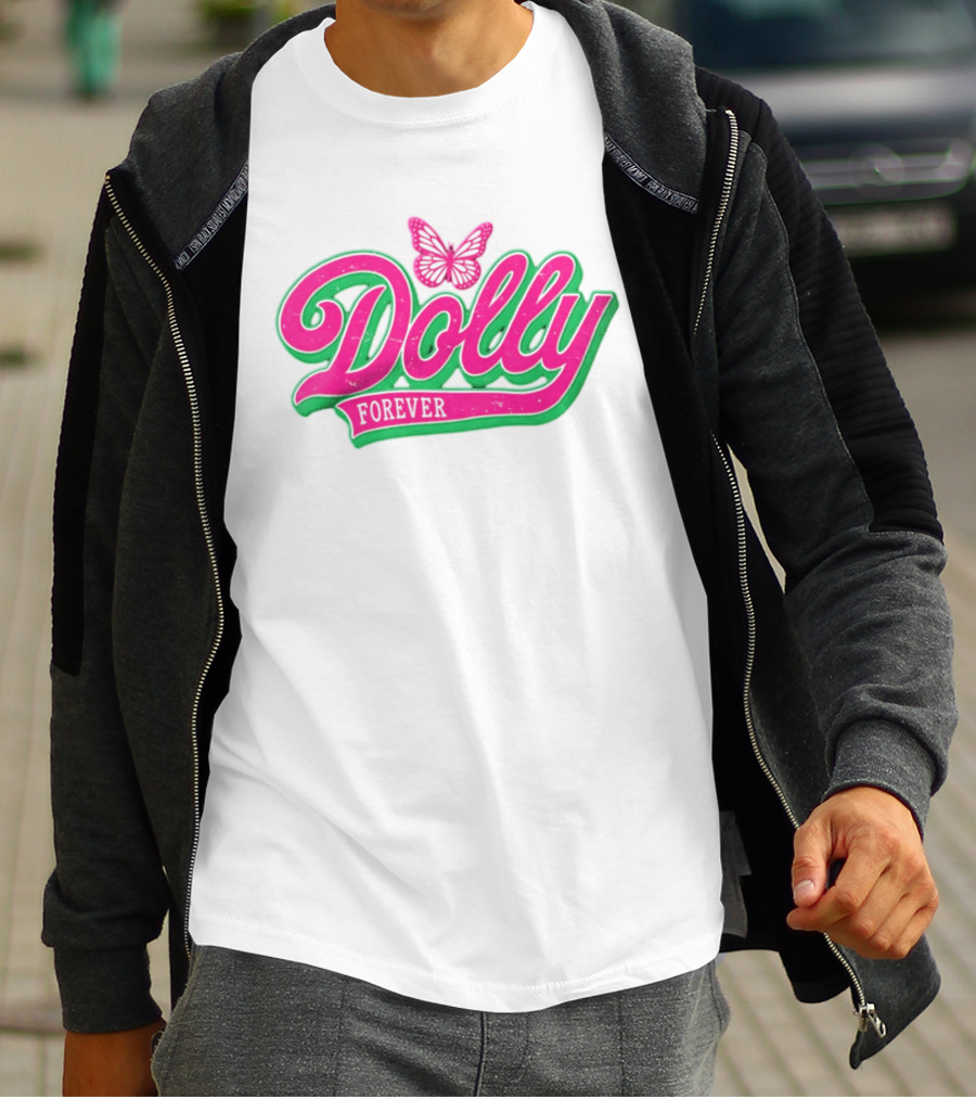 Dolly Forever Pink Butterfly Script T-Shirt