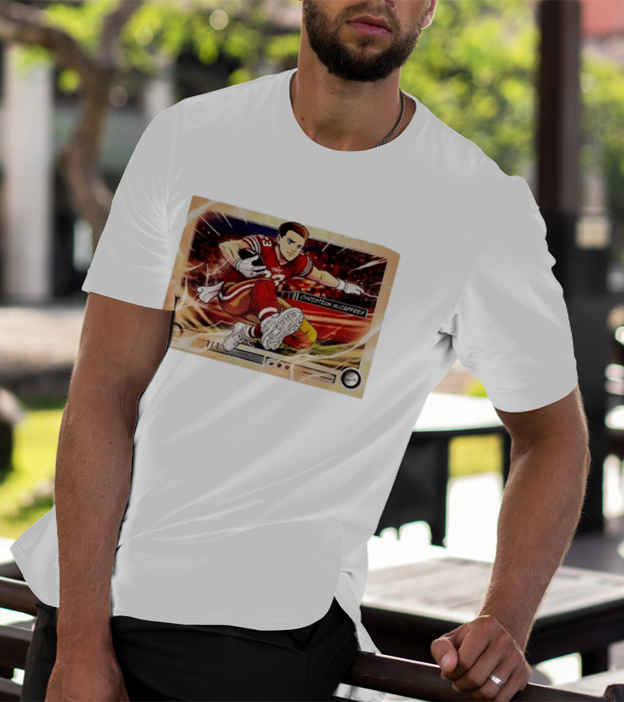 Christian McCaffrey 49ers Ultra Rare Anime Trading Card Burst T-Shirt