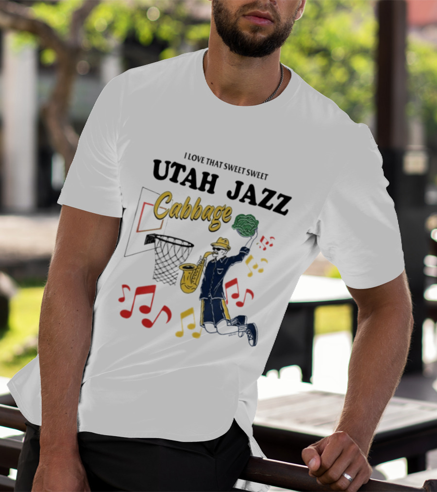 I Love That Sweet Sweet Utah Jazz Cabbage Basketball Music Notes Player T-Shirt