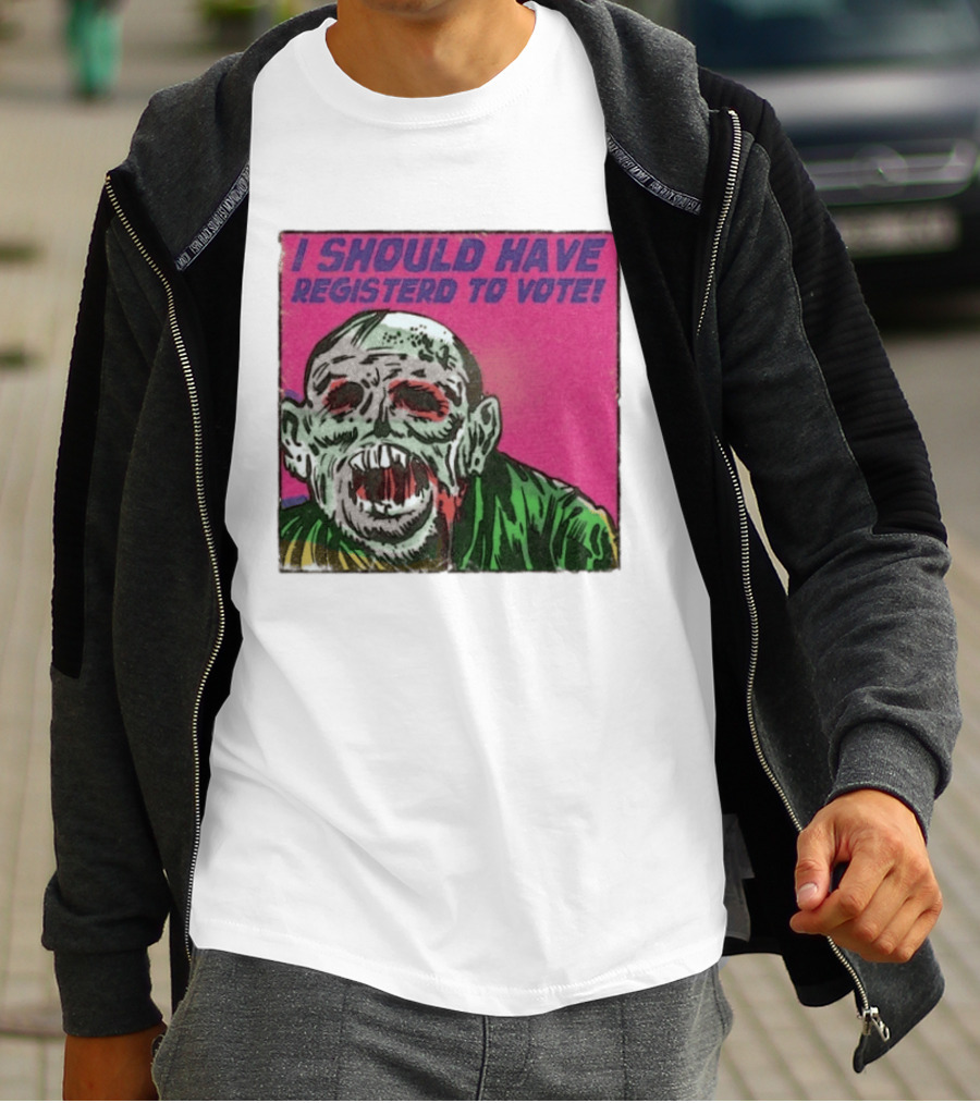 Zombie Meme I Should Have Registered To Vote תובבש Uteזחגרט Zombiebo T-Shirt