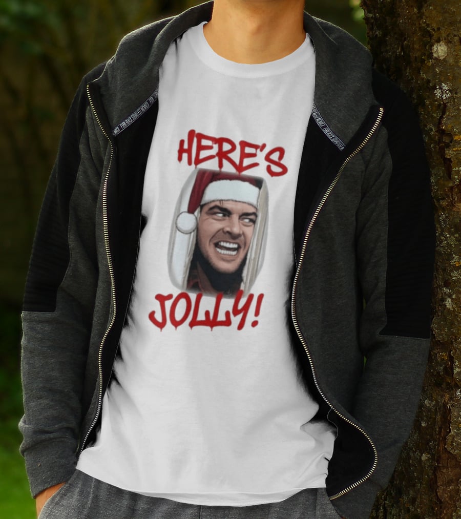 Jack Nicholson Here's Jolly Christmas Horror Santa Hat T-Shirt