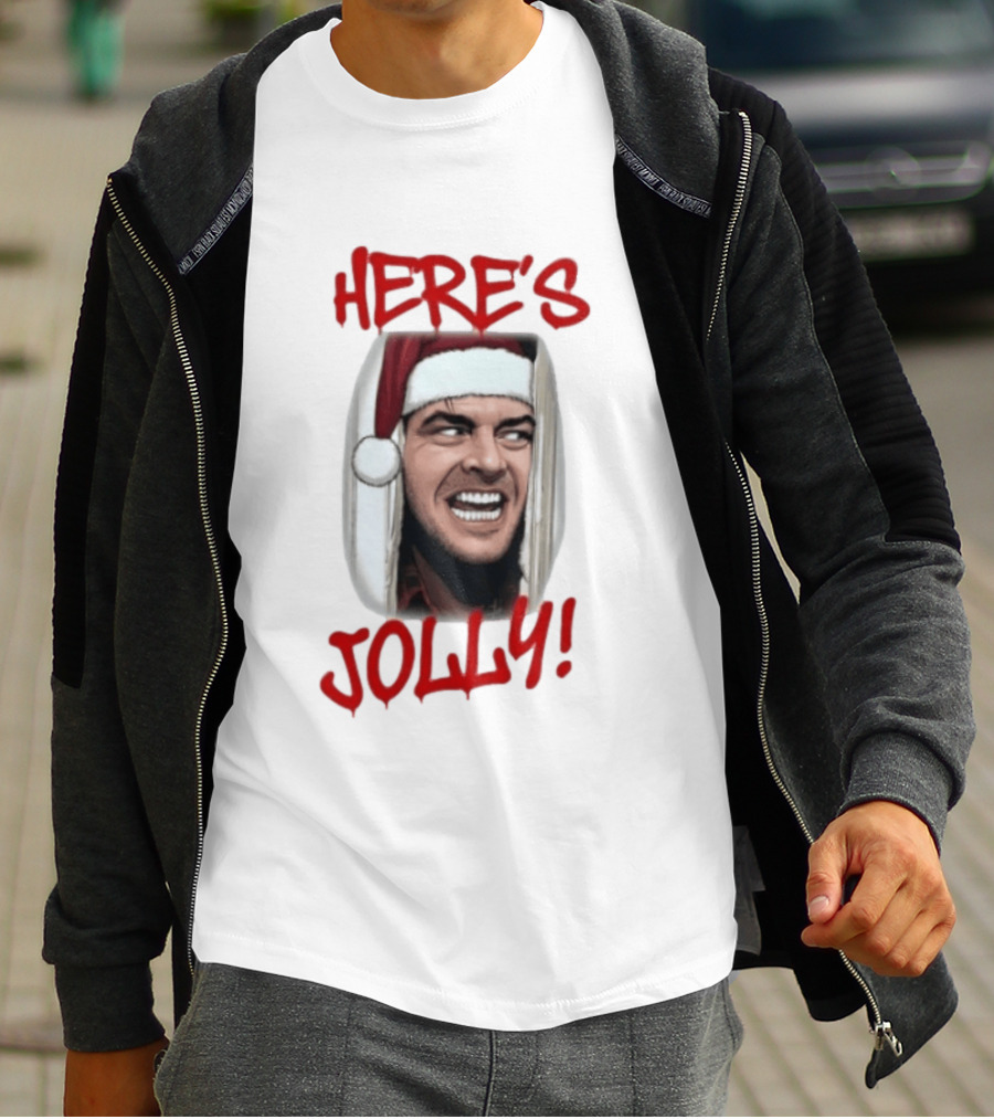 Jack Nicholson Here's Jolly Christmas Horror Santa Hat T-Shirt
