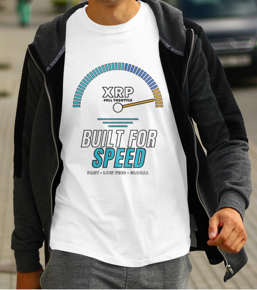 XRP Full Throttle Speedometer Built For Speed Fast Low Fees Global T-Shirt