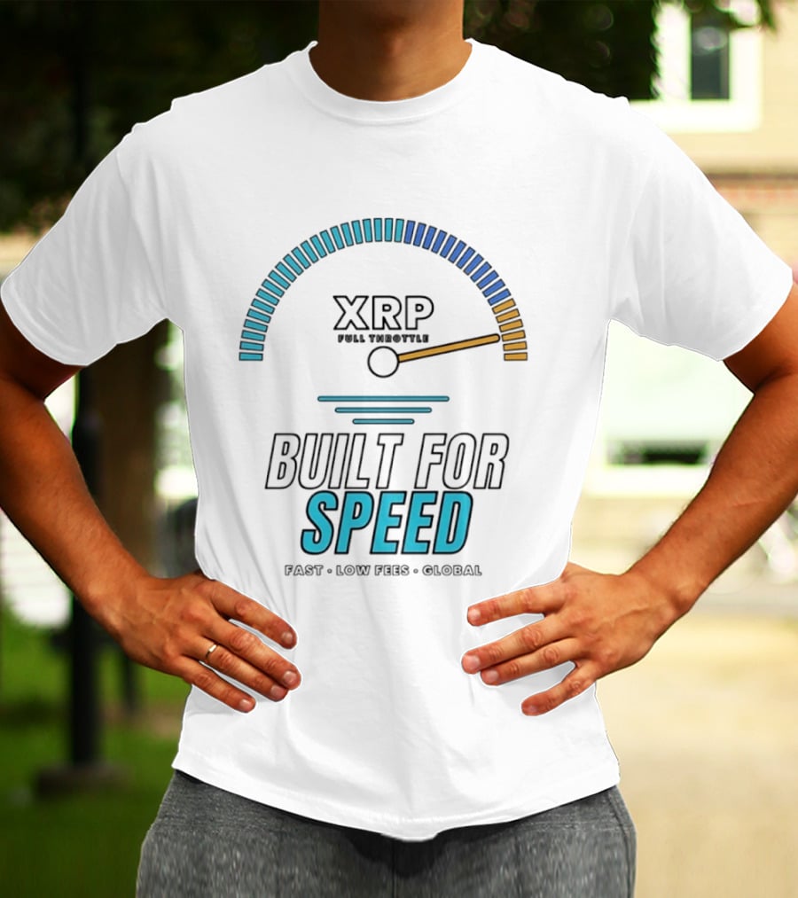 XRP Full Throttle Speedometer Built For Speed Fast Low Fees Global T-Shirt
