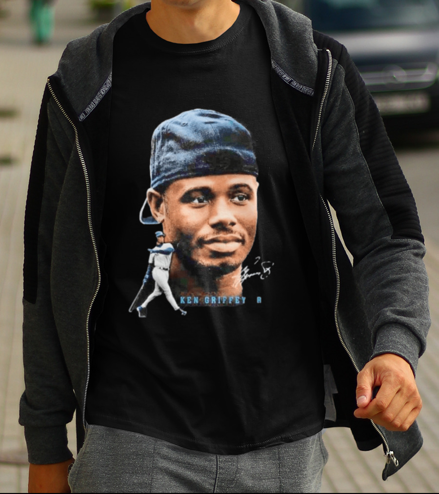 Ken Griffey Jr Seattle Mariners Portrait Signature Baseball Legend T-Shirt