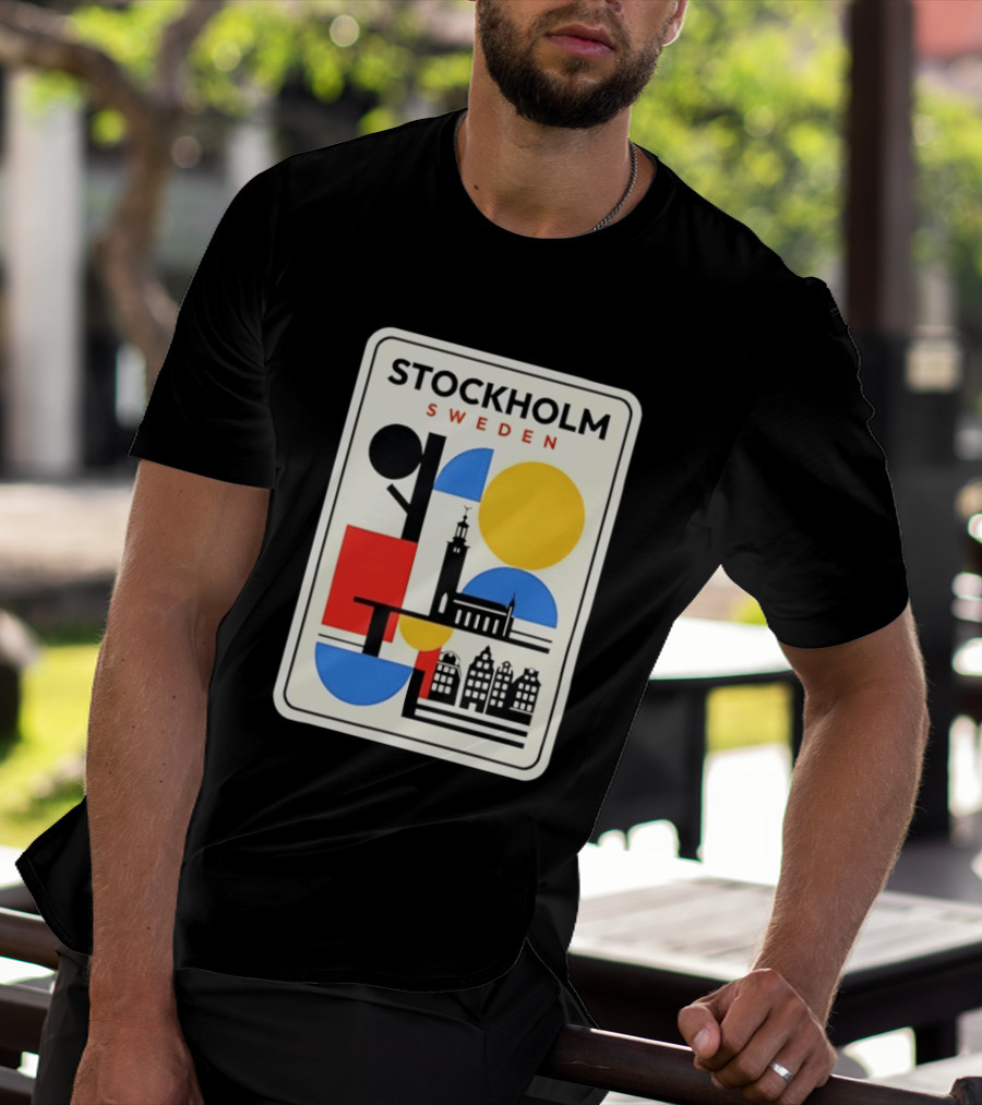 Stockholm Sweden Geometric Cityscape Travel Iconic Urban Landmark Building T-Shirt