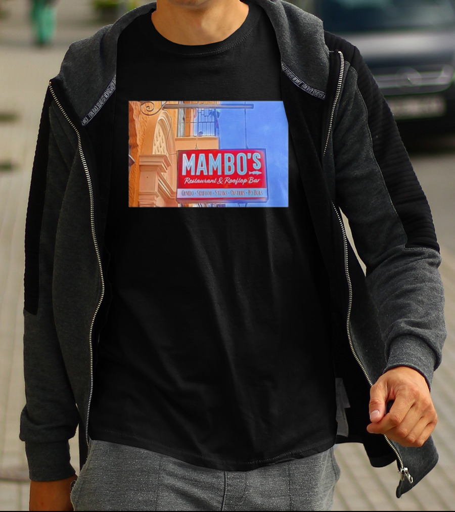 Mambo's Restaurant And Rooftop Bar Gumbo Seafood Steaks Oysters Po Boys T-Shirt