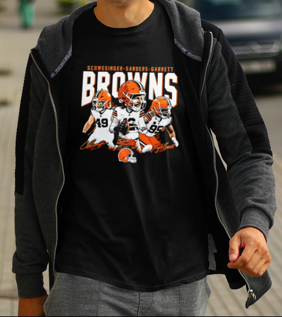 Browns Schwesinger Sanders Garrett Caricature 49 12 95 T-Shirt
