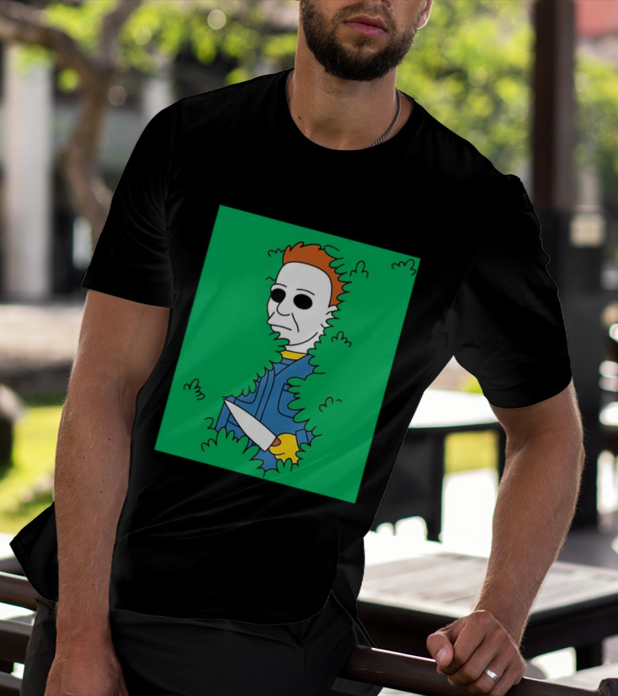 Michael Myers Halloween Bushes Knife Humor T-Shirt