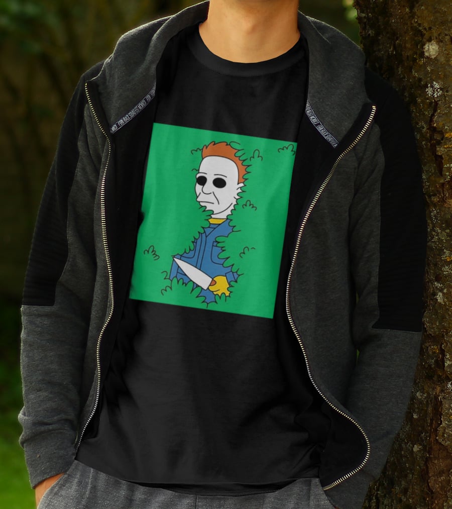 Michael Myers Halloween Bushes Knife Humor T-Shirt