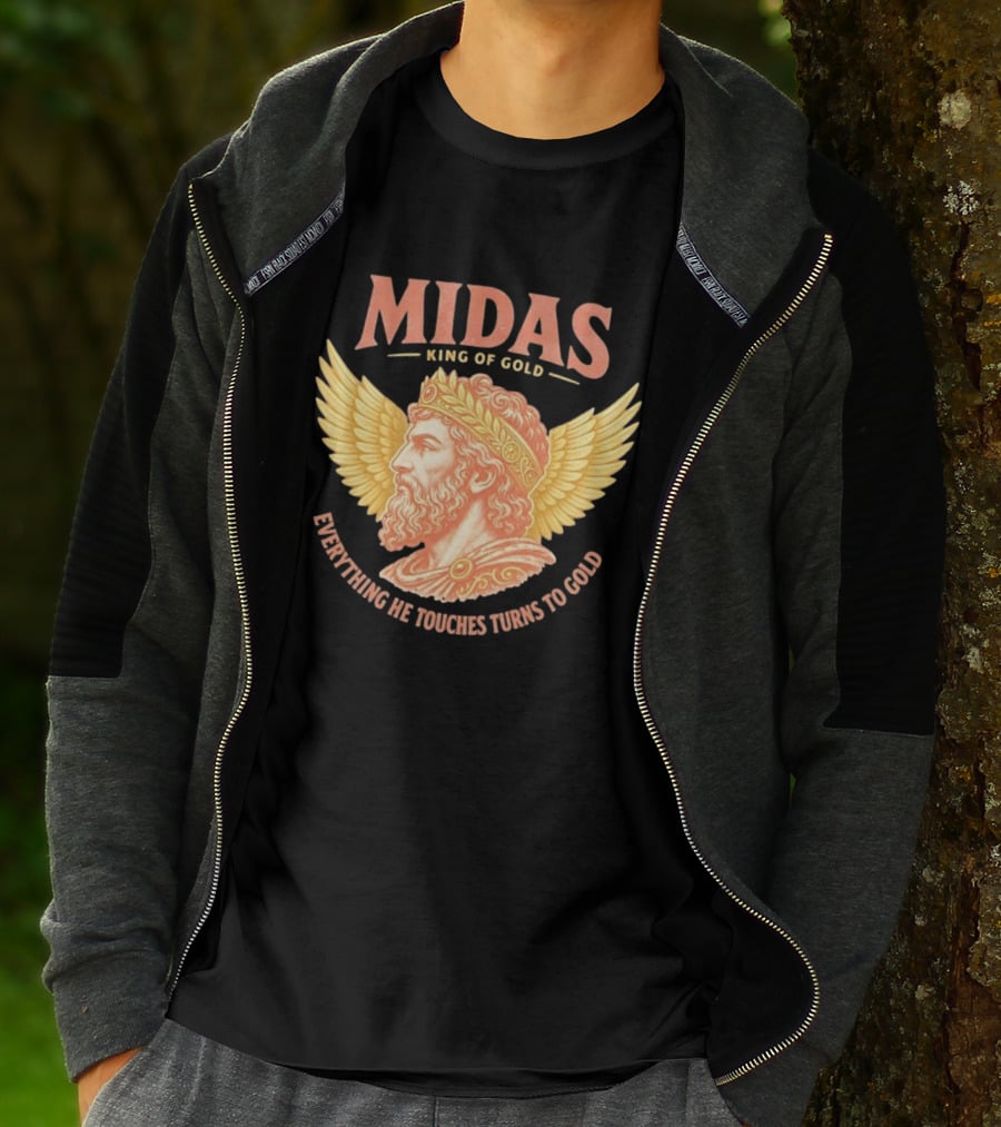 Midas King Of Gold Everything He Touches Turns To Gold Winged Crown Classic Greek Mythology T-Shirt