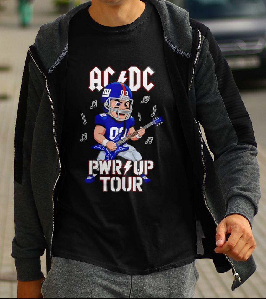 New York Giants AC DC Pwr Up Tour Football Player Rock Music Fusion T-Shirt