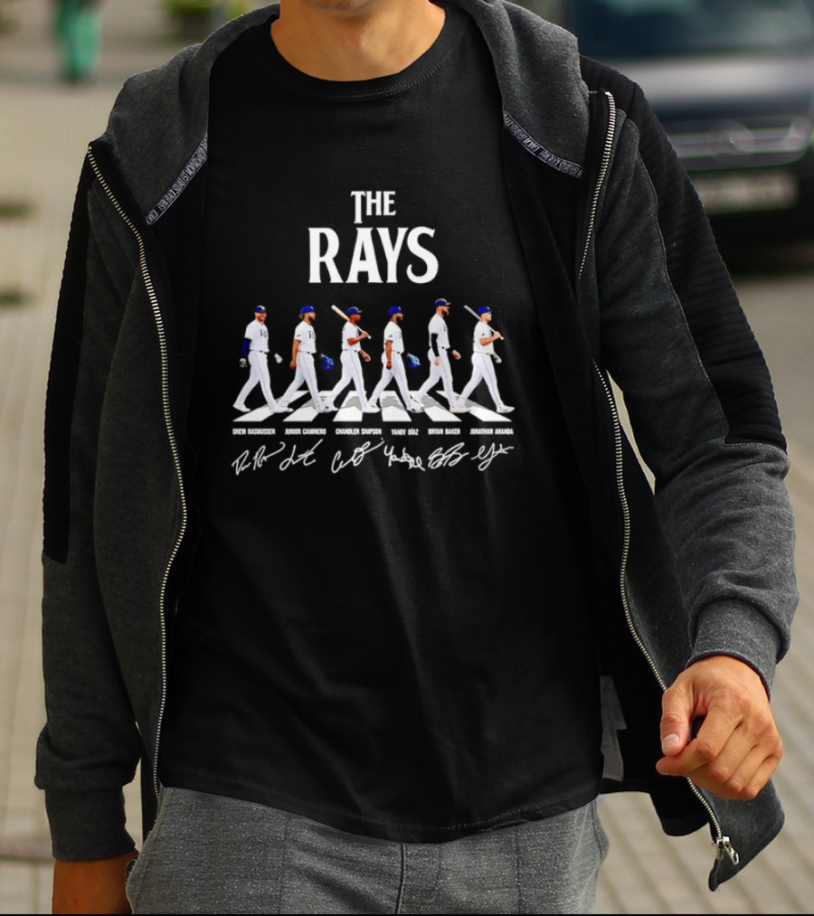 The Rays Drew Rasmussen Junior Caminero Chandler Simpson Yandy Díaz Bryan Baker Jonathan Aranda Abbey Road Baseball Players T-Shirt