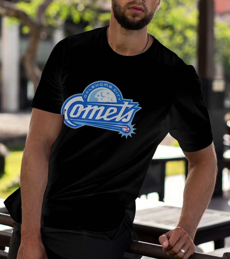 Oklahoma City Comets Baseball Team Moon And Star Baseball T-Shirt