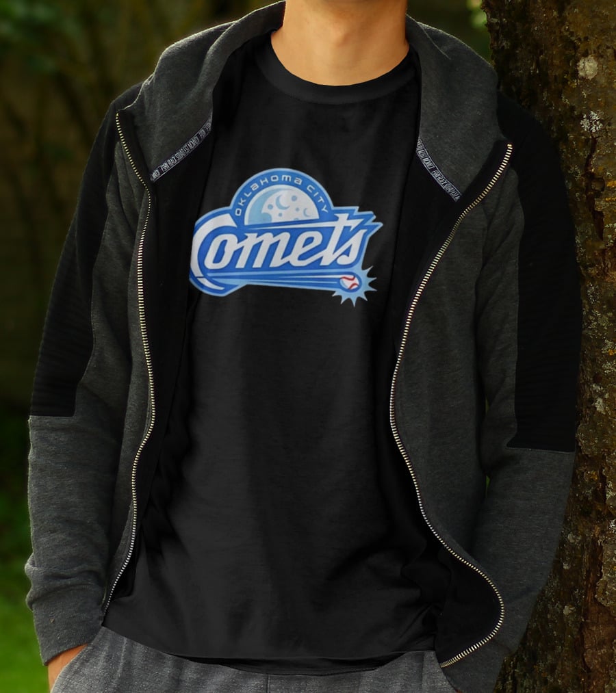 Oklahoma City Comets Baseball Team Moon And Star Baseball T-Shirt