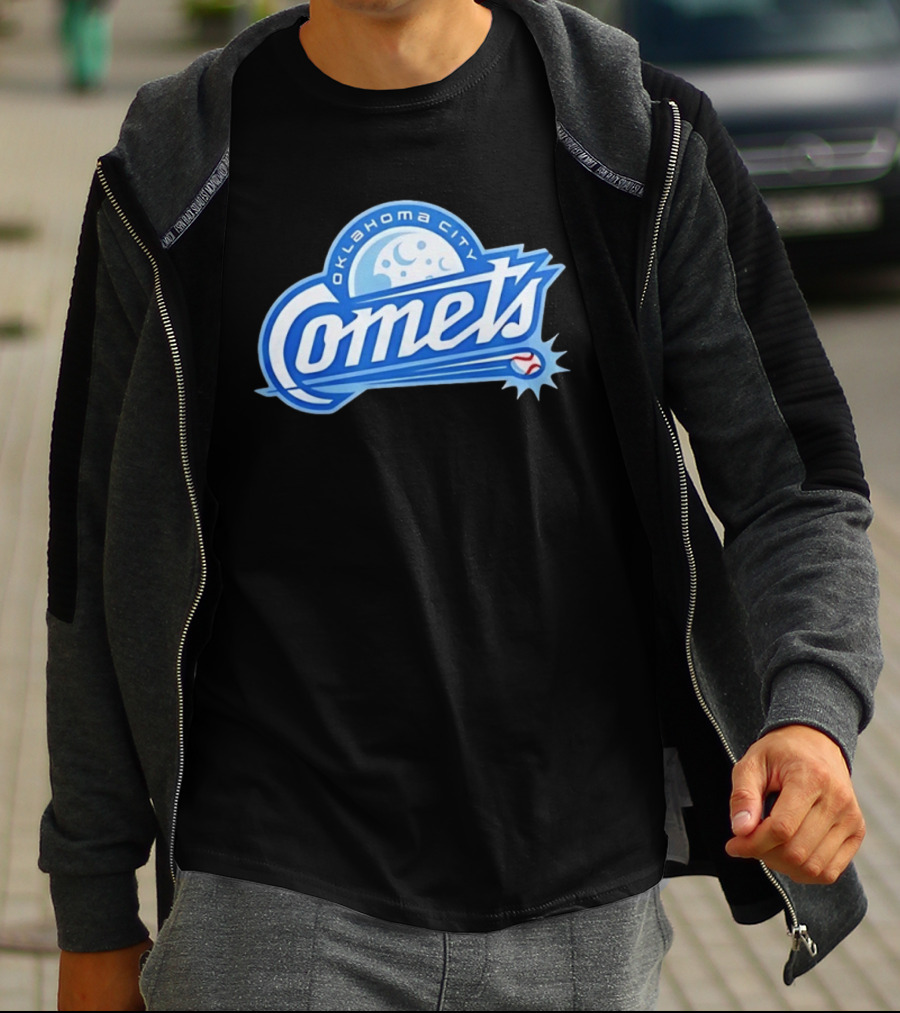 Oklahoma City Comets Baseball Team Moon And Star Baseball T-Shirt