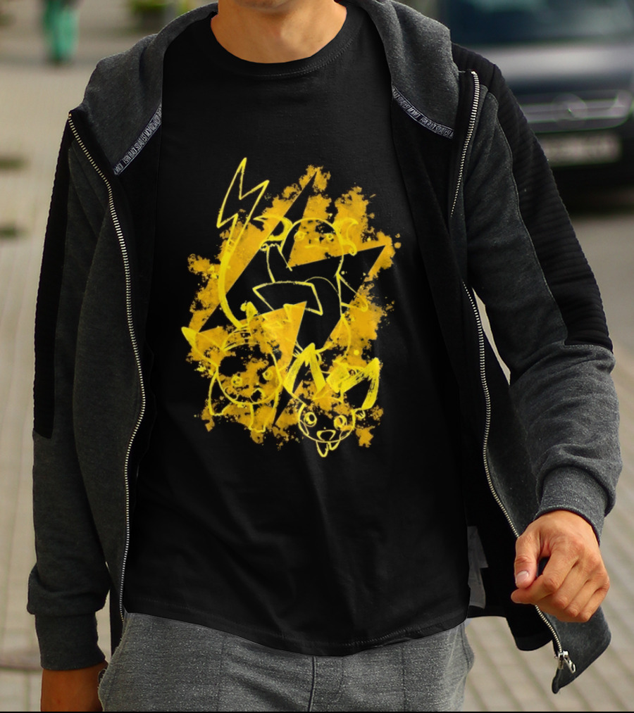 Pikachu Raichu Pichu Electric Evolution Pokemon Splash T-Shirt