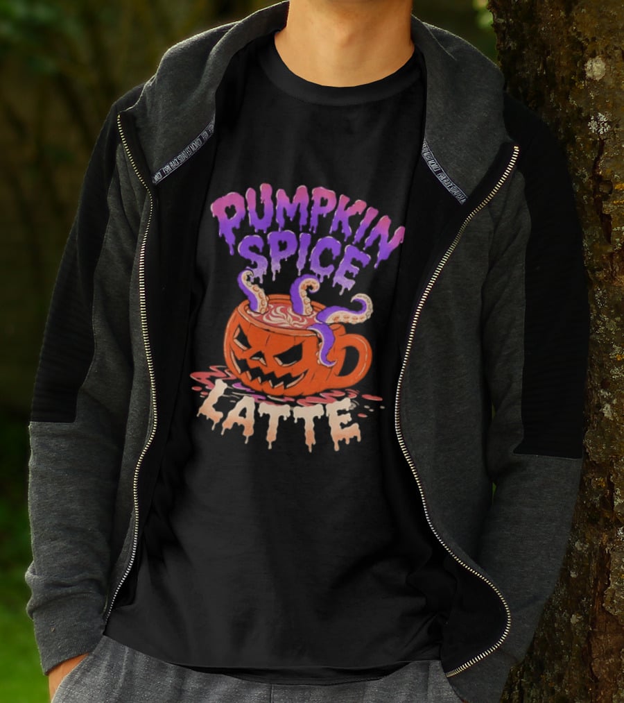 Pumpkin Spice Latte Tentacles Halloween Jack O' Lantern T-Shirt